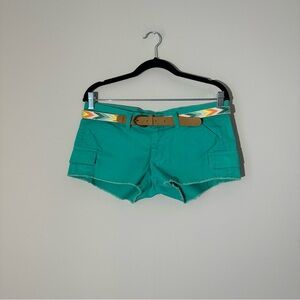 mudd blue/green short with belt and side pockets